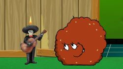 meat wad minding his own business The cup man keeps messing with him all the time but sometimes he is chilling out and Being cool